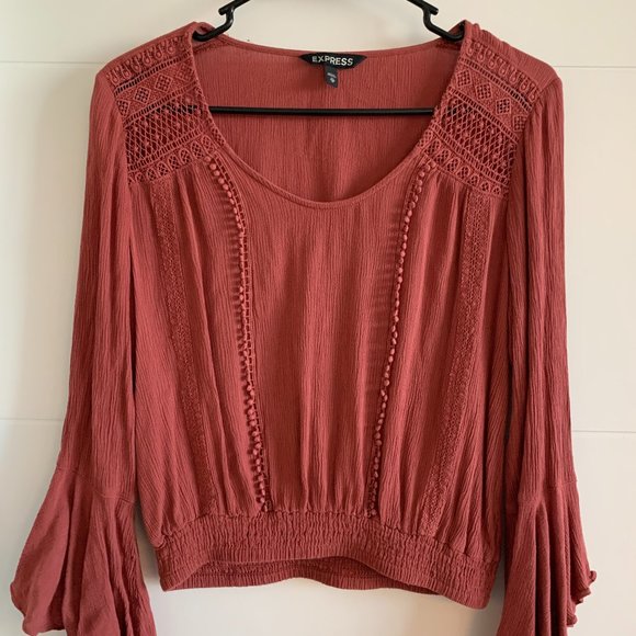 Express Coral Butterfly Sleeve Blouse - Picture 1 of 4